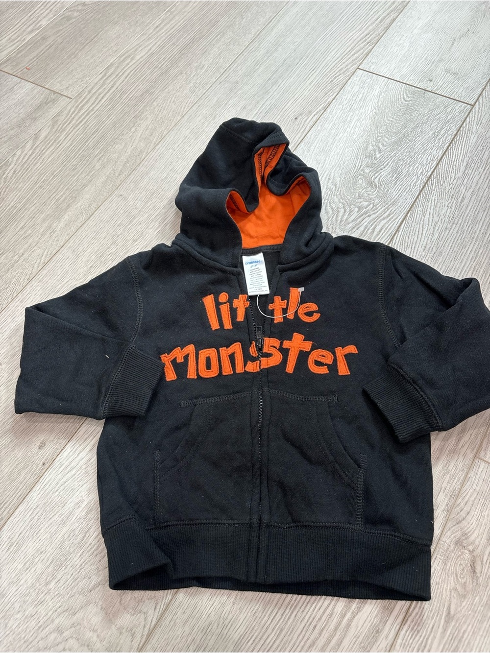 Gymboree Black Hoodie with Orange 'Little Monster' Graphic